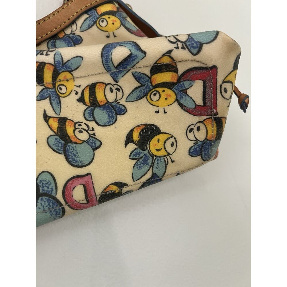 RARE VTG Y2K Dooney & Bourke Bumble Bee Print Shoulder Bag Leather canvas - Picture 9 of 13